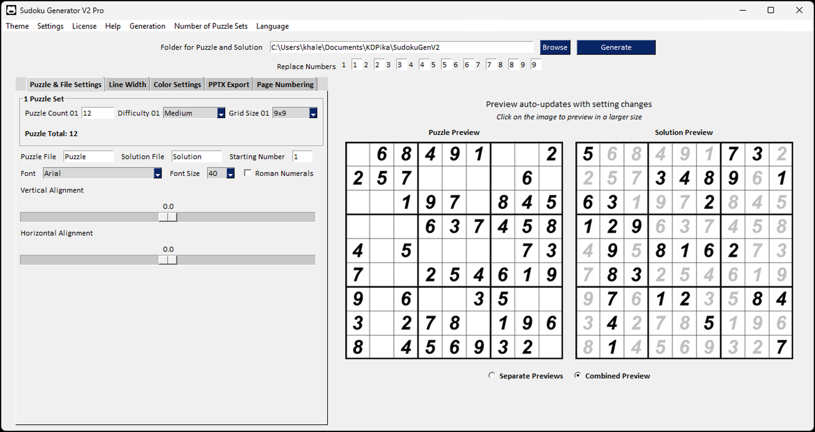 Sudoku Generator V2 Pro Interface